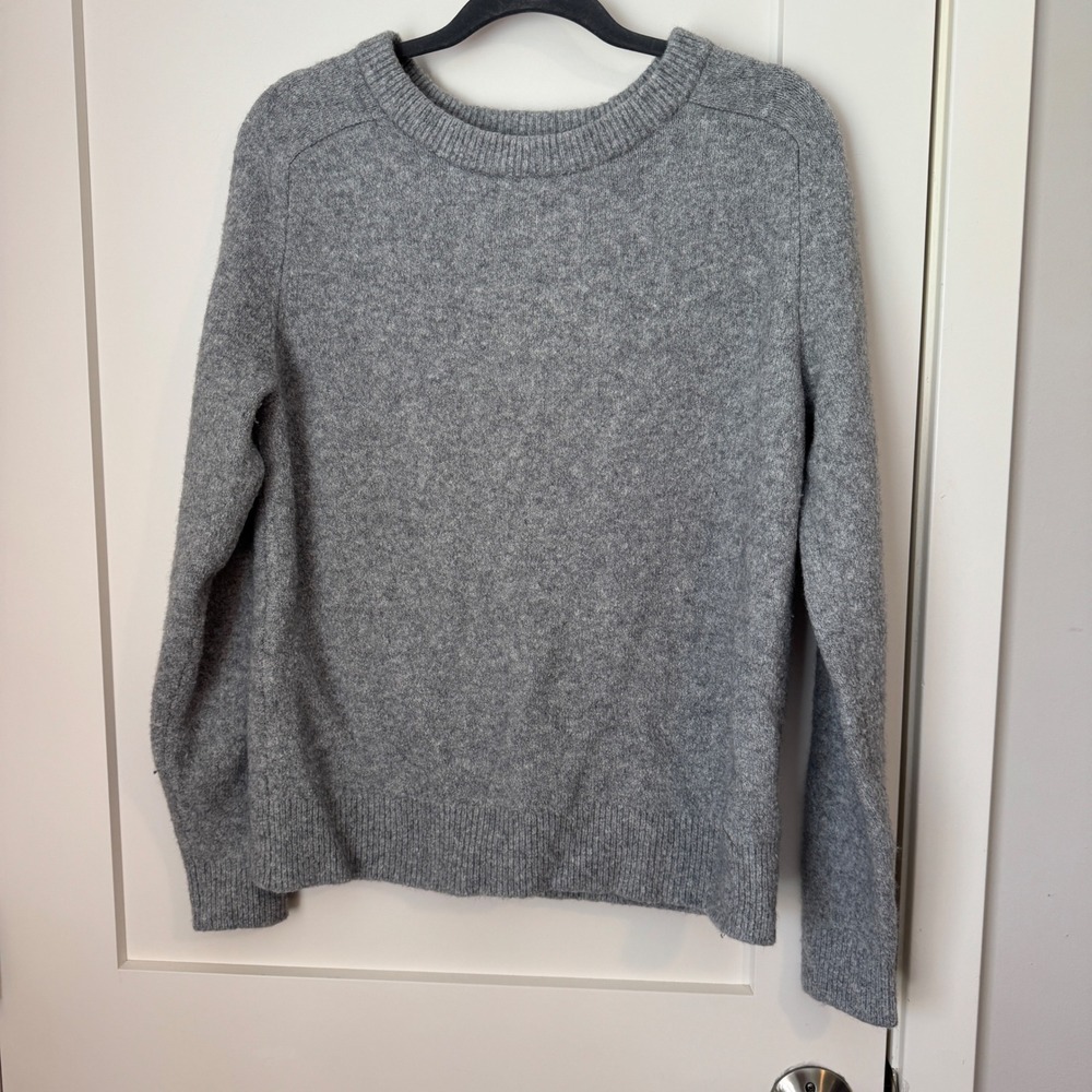Daily Ritual Womens Gray Wool Blend Crewneck Knit Sweater Size S Heather Gray